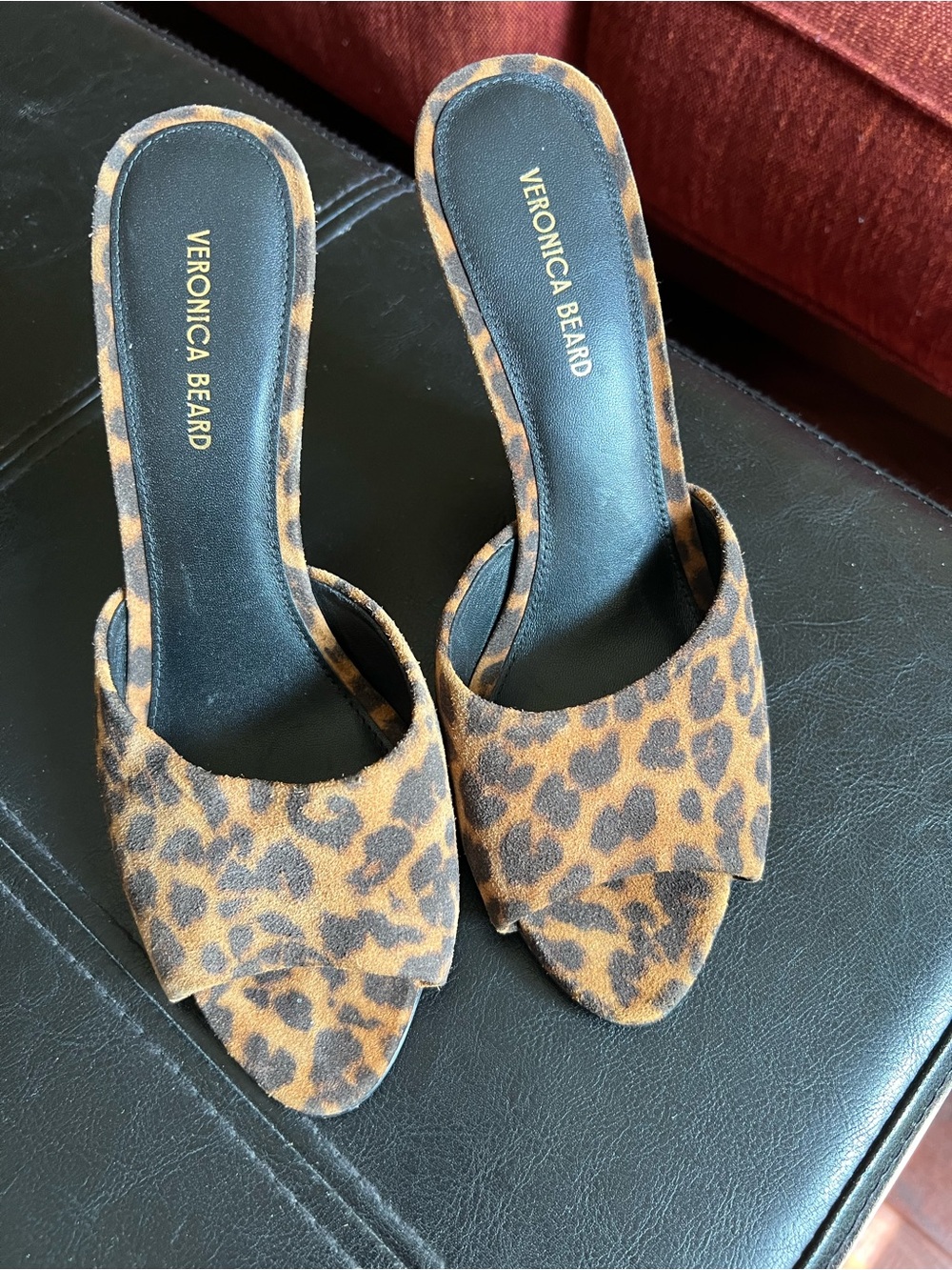 Veronica Beard Leopard-Print Slide Mules in Brown and Black